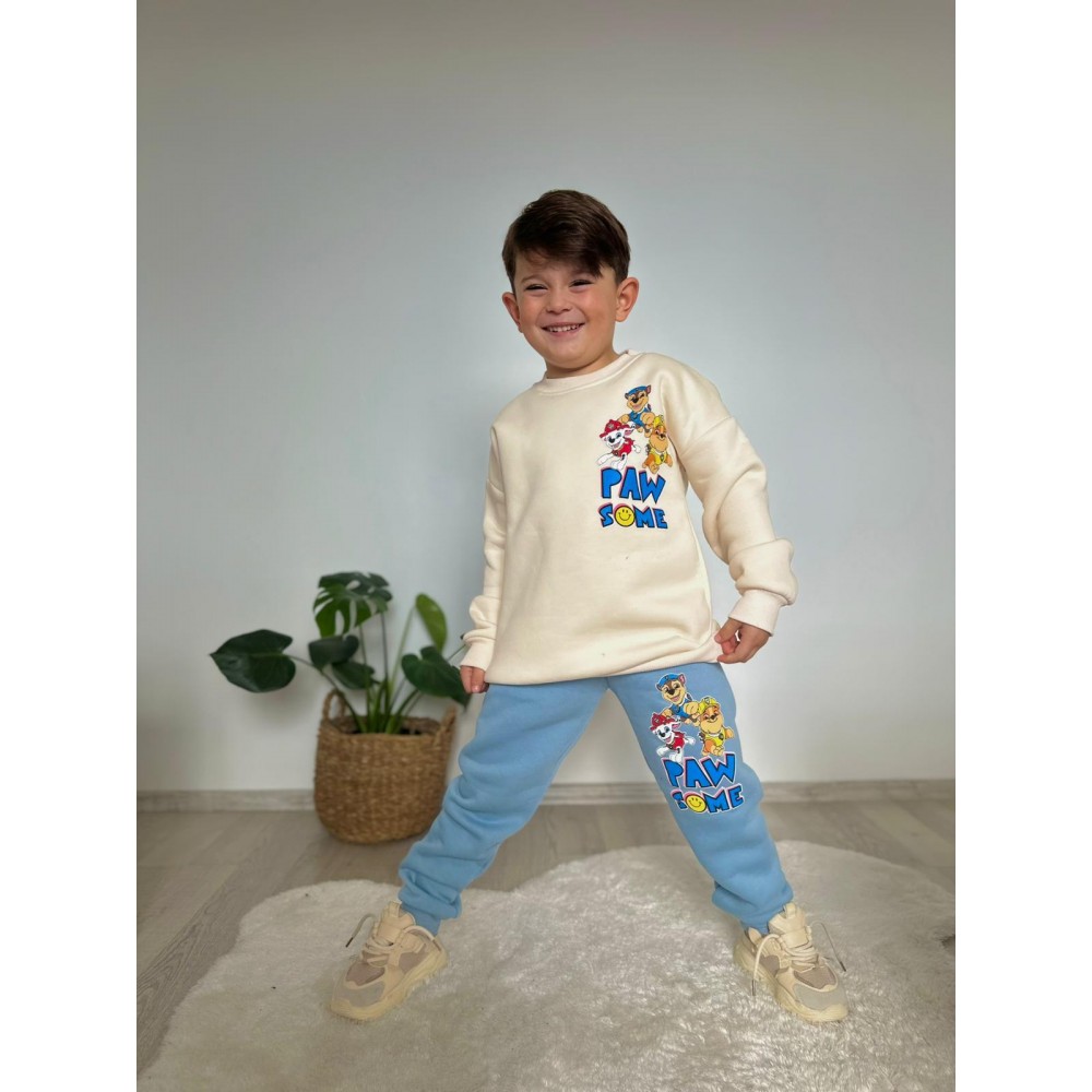 Erkek çocuk paw some üç ip şardonlu takım