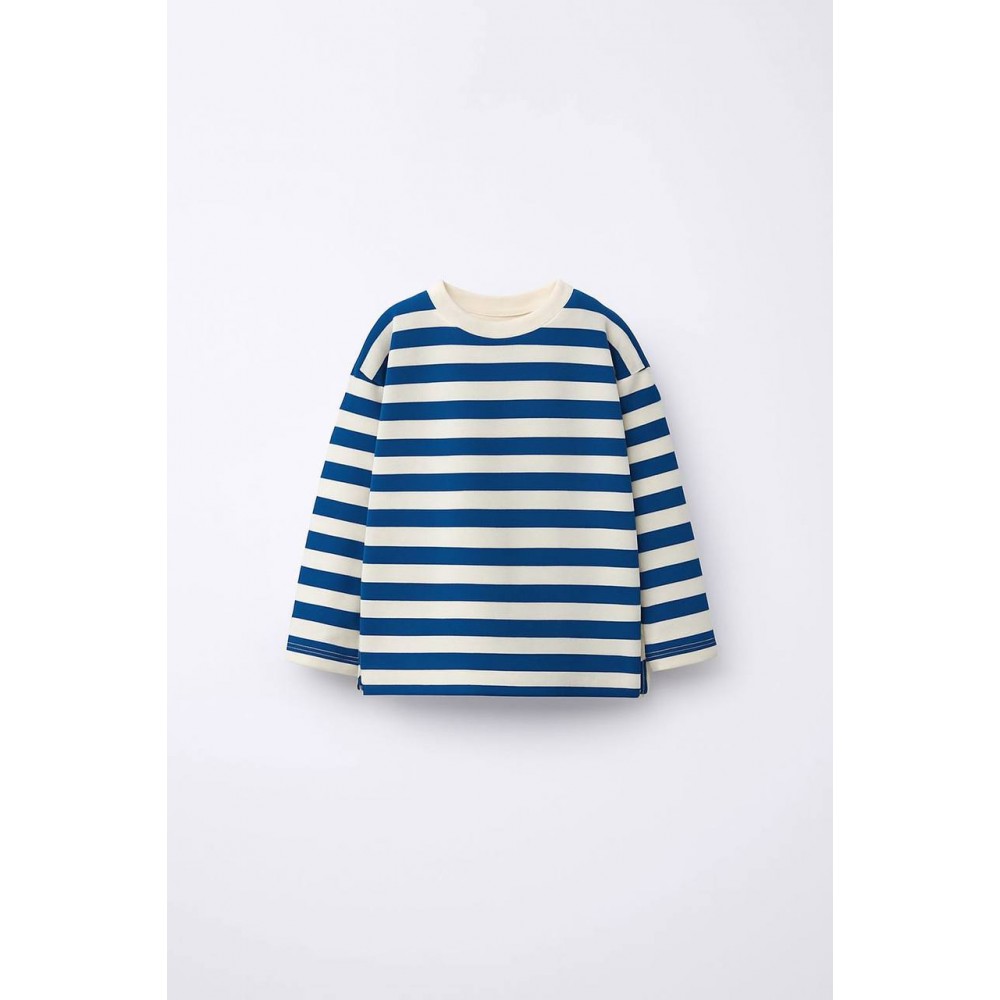 UNISEX ÇİZGİLİ LACİVERT BASIC KAZAK