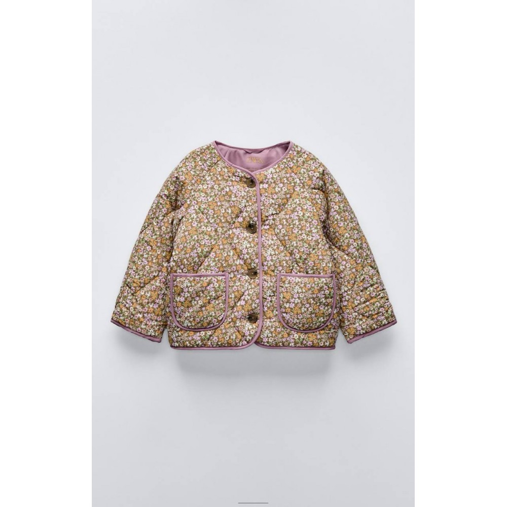 Kız çocuk çiçekli kapitone ceket